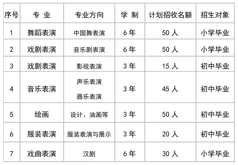 武漢市藝術(shù)學(xué)校2024年招生專業(yè)及計劃